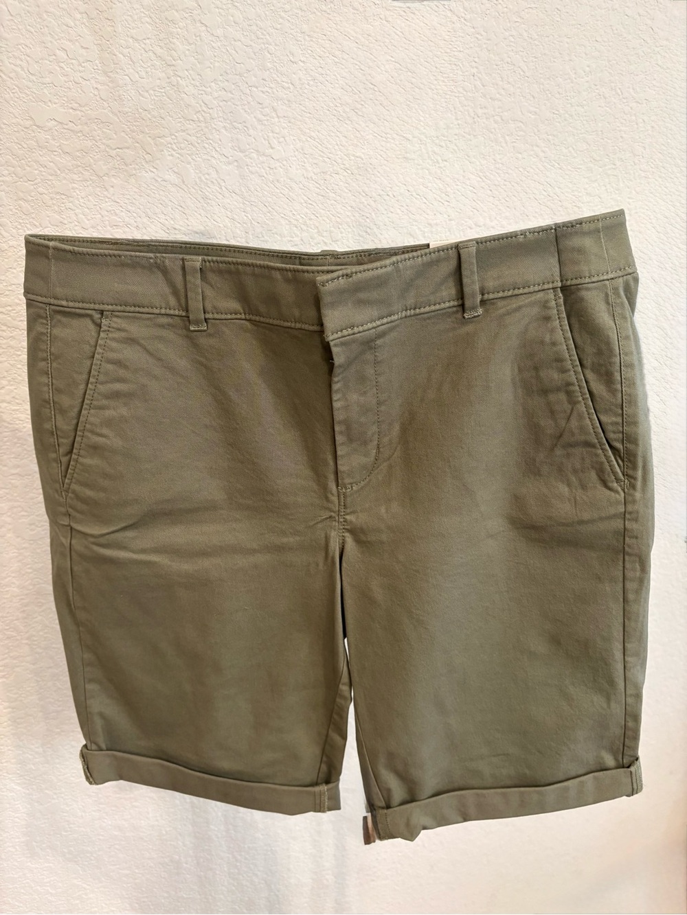 LOFT Olive Green Cuffed Bermuda Shorts - Picture 2 of 11